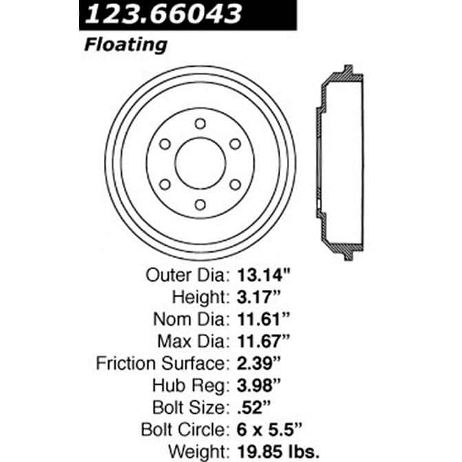 CENTRIC PARTS-Standard Brake Drum-123.66043