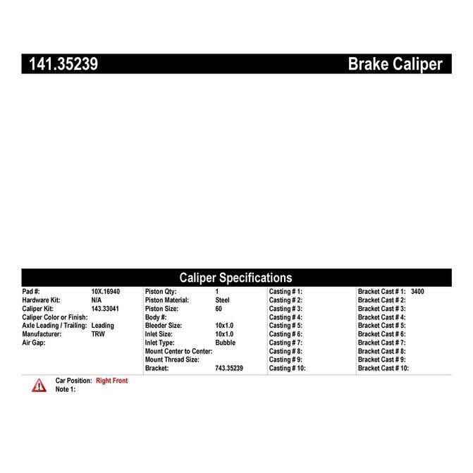 CENCENTRIC PARTS14135239