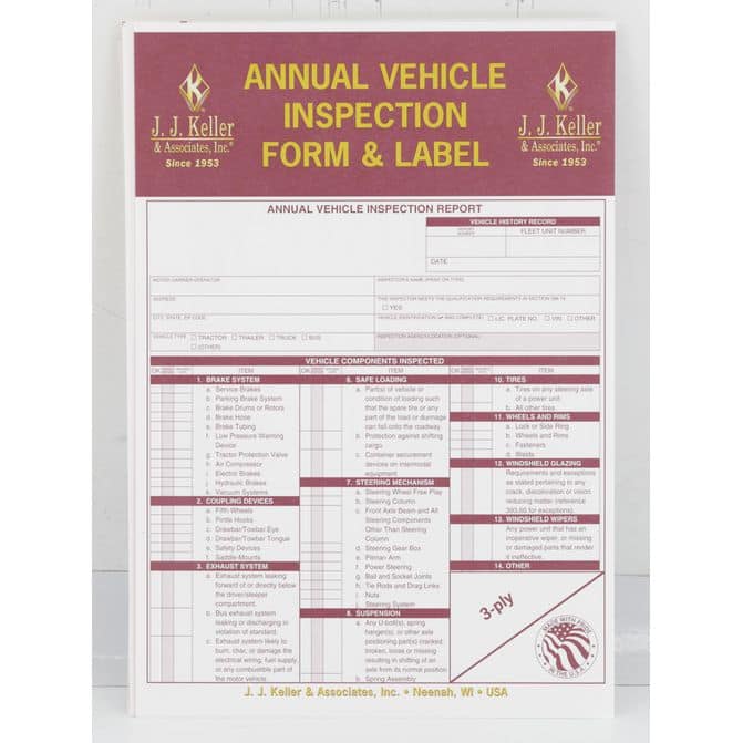 J.J. KELLER INC. Report & Label 3-Ply form Plus Vinyl Label w