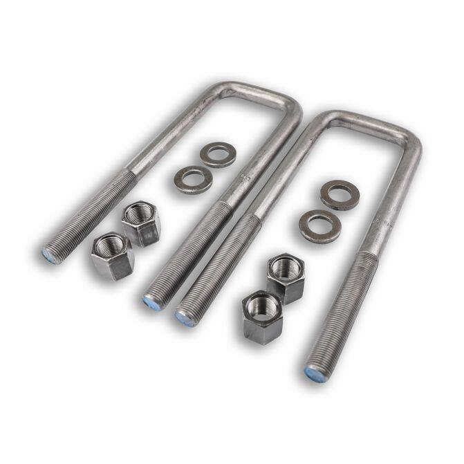 Square UBolt Kit, 3/4" Dia., 3" W x 101/8" L, Grade 8 Rod OTR81262K