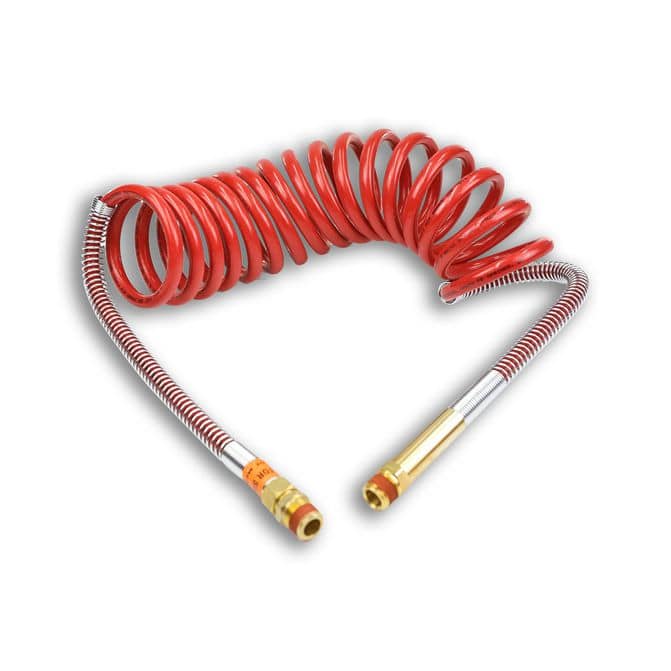 12 FT Compact Coil Kink-Repairing Air Break Hoses With Blue & Red Grips