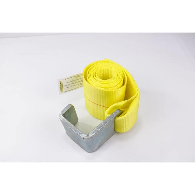 4 x 5' Roll Off Container Winch Strap with Flat Hook - Yellow Color