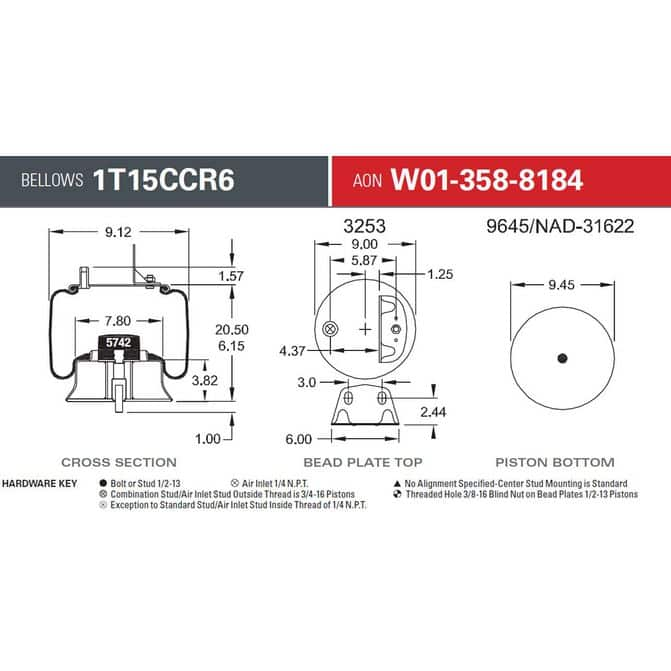 Firestone Air Spring with Bracket for Neway 90557290 W013588184