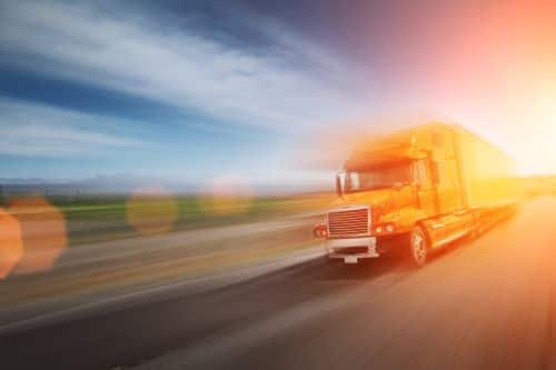 Semi Truck Driving During Day
